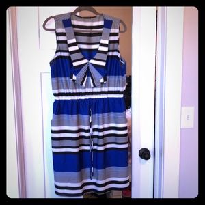 Black, white and blue dress